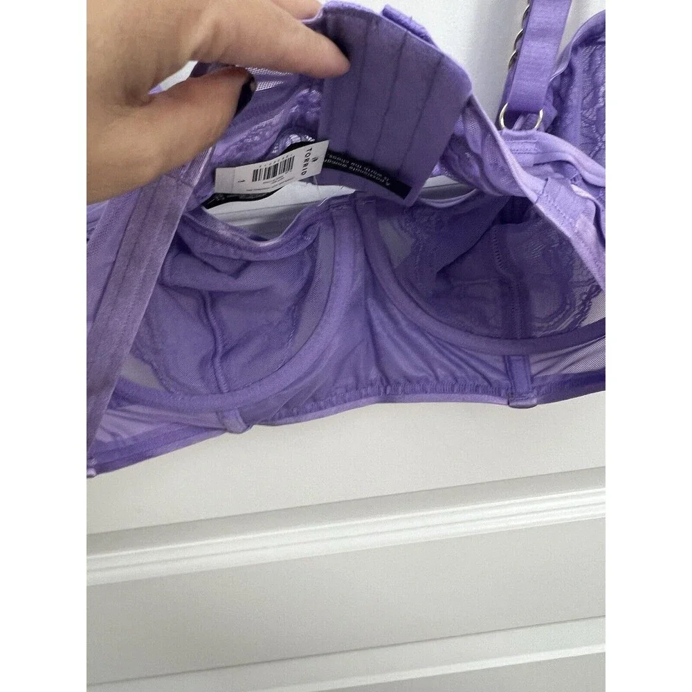 Torrid Curve Straps And Lace Underwire Bra Lilac W Plus Sz 1 Lingerie Floral NWT - Picture 9 of 13